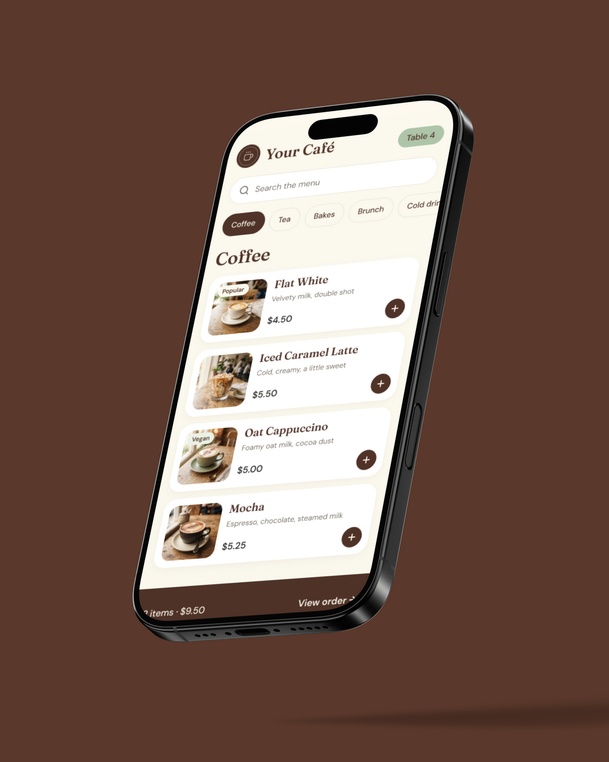 Café QR Ordering App - UI Kit